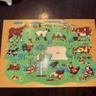 Vintage Simplex Wooden Peg Puzzle Farm Animals Wood Holland 1950s 14 Pieces