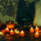 6 Pcs Halloween Orange Led Tea Light Candles Rechargeable Flickering Pumpkins