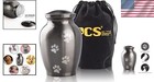 Engraved Paw Print Stainless Steel Pet Cremation Urn - Large For Dogs   Cats