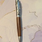 Handmade Wood And Metal Ballpoint Pen With Decorative Metal Cap And Trim