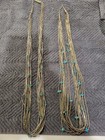 Multi-strand Beaded Necklace Silver Tone Turquoise Blue Ethnic Unisex