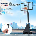 Basketball Hoop Outdoor Portable 44 48 Inch Backboard  10ft Quickly Adjustable B