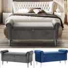 47  Upholstered Flip Top Storage Bench Rolled Arm Ottoman Seat For Living Room