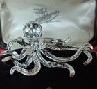 Vintage Style Crystal Octopus Brooch Silver Tone Art Deco Sea Life Brooch Pin