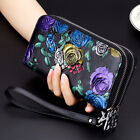 Women Rfid Leather Clutch Wallet Card Holder Phone Bag Zipper Long Handbag Purse