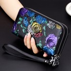 Womens Wallet Large Capacity Double Zip Card Phone Holder Rfid Blocking Wristlet
