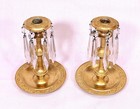 Pair Of Antique Miniature Brass Victorian Girandole Candlesticks