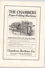 Double-sixteen Folder With Automatic Feeder Chambers Brothers Co 1909 Print Ad
