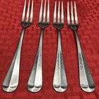 4 Dinner Forks Brookfield Farberware Tipped Center Ridge Stainless Indonesia