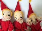 Vintage Poseable Christmas Pixie 9  Doll From Japan Velvet Clothes Set Of 3 
