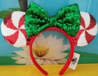 Disney Parks Candy Cane Sequin Minnie Mickey Ears Christmas Headband Us Post