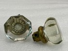 Antique 8 Point Fluted Glass Door Knobs Set Crystal Glass Handle With Brass