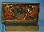 Pair Of Original Antique Art Deco Pompeian Bronze Graphic Arts Bookends