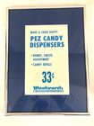 Vintage Woolworth Pez Candy Dispensers 33   Framed Store Display Price Sign