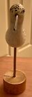 Vintage Hand Carved And Painted Shore Bird On Stand  Glass Eyes