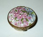 Limoges Box  flower Basket  Pink Forget-me-nots   Ribbon   Bow   Valentine s Day