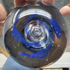 Vintage Art Glass Round Fish Tank Aquarium Coral Paperweight Tropical Swirl