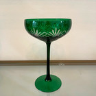 Gorgeous Green Crystal Wine Glass Set Of 2 Luxe Christmas Holiday Barware New