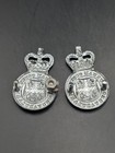2 X Obsolete British Durham County Constabulary Collar Badges Police Vintage 