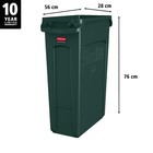 Slim Jim 23 Gallon Plastic Recycling Bin Green Venting Channels Rubbermaid