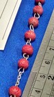 Vintage Rosary Bracelet Red Wood   Seed  Beads   Silver Tone Chain 7 1 2 