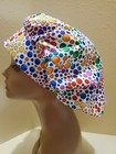 Dots Multi  white  Nc Women s Bouffant Surgical Scrub Hat cap Handmade