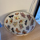 Vintage Chinese Large Cloisonne Ceramic Enamel Bowl Butterfly Pattern