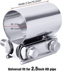 4pcs 2 5 Inch Butt Joint Band Exhaust Clamp Sleeve Coupler T304 Stainless Steel