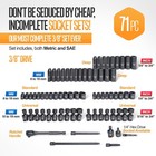 71pc 3 8 Drive Impact Socket Set Sae Metric Deep Ratchet Wrench Tool Kit
