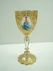 Rare Antique 19thc Bohemian Austrian Glass Cordial Sheldon Crest Latin Motto