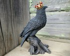Raven With Crown Statue  Gothic Decor  Bird King Figurine  Crow Statue  Oddities