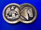Eagle Usa Shield Horse Head Dual Round Solid Brass Vintage Military  Belt Buckle