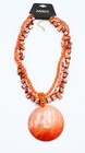 New Summer Orange Shell Disc Pendant Necklace Nwt By Mixit  n2685