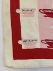 Vintage Startex Wonderdri Kitchen Tea Towel Cotton Red Pink Teapot   Cups Print