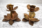 Pair Of Antique Short Rose Candlesticks  3 3 4  Ht   cu113  Chalice Co