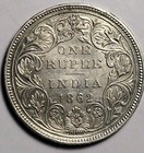 India 1862 British India 1 Rupee Silver Coin Queen Victoria 625-270