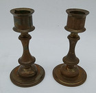 Pair Antique Brass Denmark Small Candle Holders Candlesticks 2 5    Tall Mcm Vtg