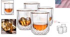 Stylish Double Wall Crystal Whiskey Glasses  Set Of 4 - Perfect For Cocktails