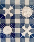 1930 s Or Earlier Embroidery On Blue Gingham By 9 Old Girl   In Old Frame