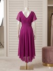 Jj s House Magenta Chiffon High-low Dress V-neck Flutter Sleeve Size 6 Formal
