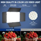 2 Pack Led Video Light Kit With Barn Door  Photography Light Panel With Stand   