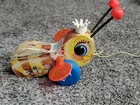 Vintage Fisher Price Queen Buzzy Bee Wood Pull Toy 444 Free Us Shipping 