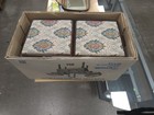 Vintage New In Box   Accordion Wooden Sewing Box Chest 3 Tier Fold Out Tapestry 