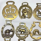 Brass Horse Medallion Lot Of 20 Antique To Vintage Crescent Harp Jockey Bear Koi