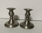 Web Pewter Weighted Candlesticks Pair  Short Taper Candle Holders