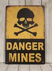 Danger Mines Tin Metal Sign Minefield Vintage Rustic Style Boys Room Decor Funny