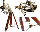 8   Brass Ship Sextant With Rosewood Stand  Beautiful Craftsman Ship Sextant Gif