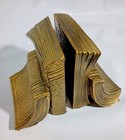 Vintage Pm Craftsman Brass Metal Cast Stack Of Cascading Books Book Ends Mcm-euc