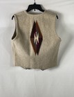Ortega s Men s Vintage Chimayo Hand Woven Wool Vest Beige Geometric Sz 40