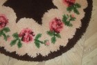 New Handmade Latch Hook Rug Victorian Roses Finished 35  Round Complete